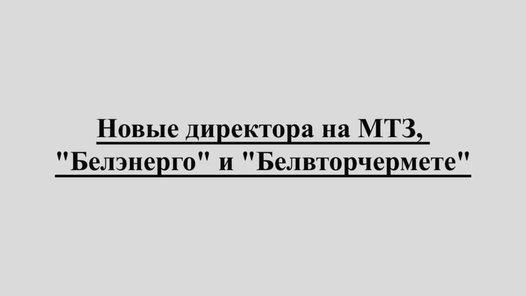 Новые директора на МТЗ,"Белэнерго" и"Белвторчермете". Лукашенко согласовал назначения